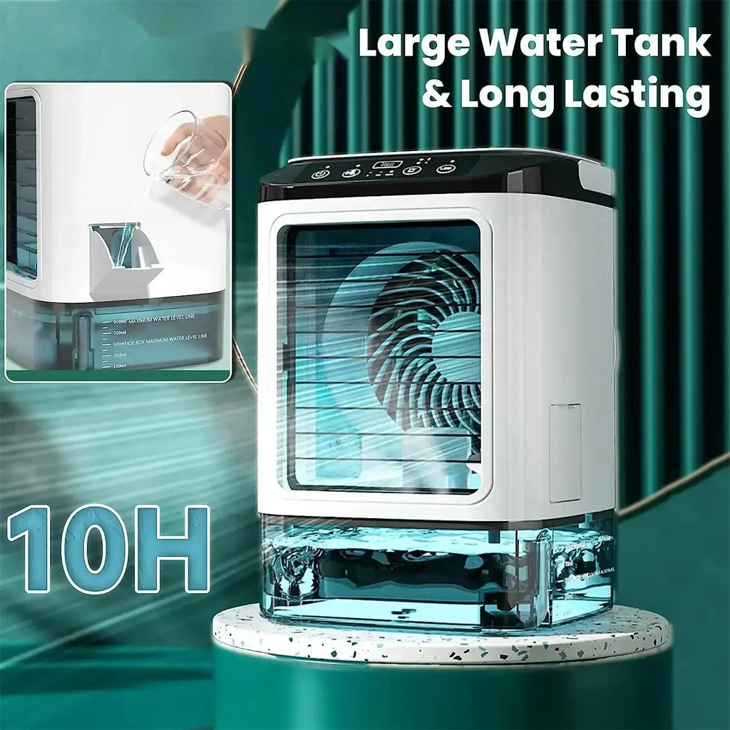 Air Conditioner Portable Fan Desktop Dual Spray Ultrasonic Atomization 3-Speed Mute Air Cooler Night Light Electric Fan for Home