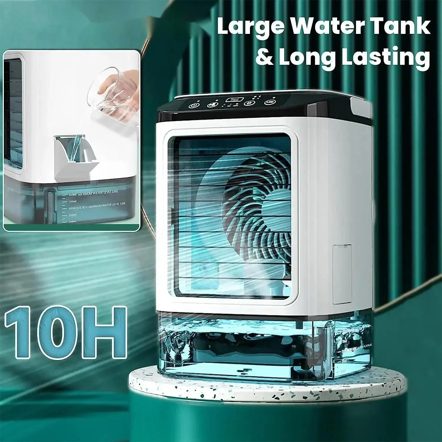 Air Conditioner Portable Fan Desktop Dual Spray Ultrasonic Atomization 3-Speed Mute Air Cooler Night Light Electric Fan for Home