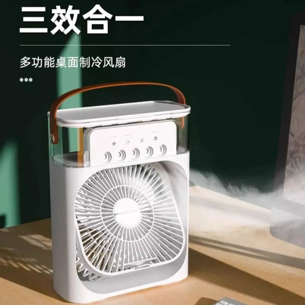 Cross-Border 5-Hole Cooling Mist USB Fan - 3-in-1 Desktop Air Cooler with Humidifier, 3-Speed Quiet Fan for Dorm/Office/Home