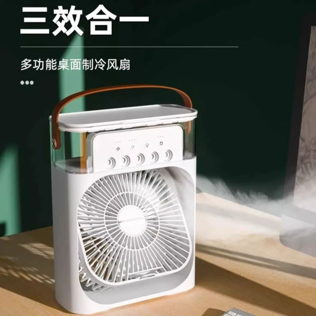Cross-Border 5-Hole Cooling Mist USB Fan - 3-in-1 Desktop Air Cooler with Humidifier, 3-Speed Quiet Fan for Dorm/Office/Home