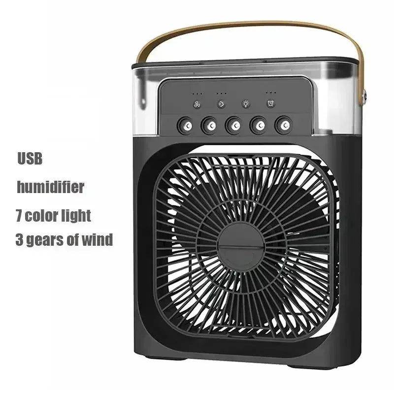 Portable Ice Fan Air Cooler with Water, 3 in 1 Mist Mini Evaporative Cooling Fan with LED for Home Office Bedroom and Desktop